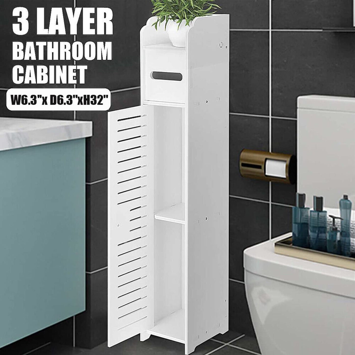 Bathroom Cabinets Tall Slim Bathroom Storage Bathroom Waterproof Toilet Cupboard