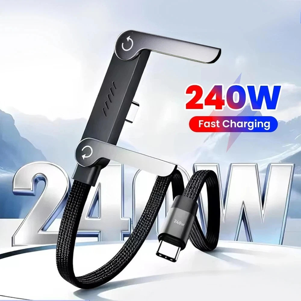 2 X 2-in-1 240W Fast Charging Cord with Phone Stand Invisible Holder Charger Cable