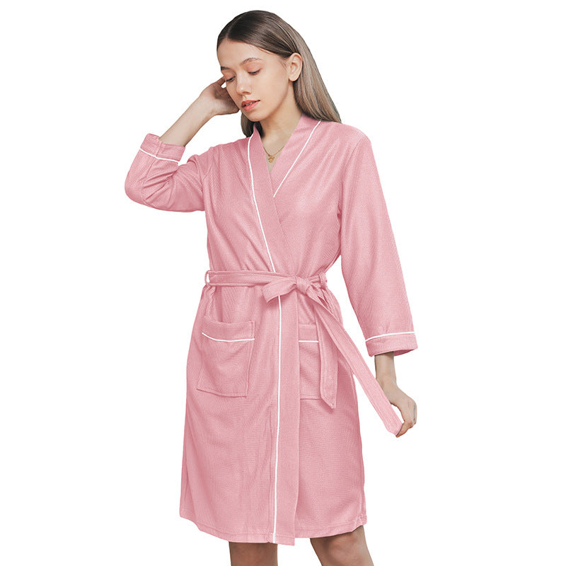 Four-season Waffle-knit Bathrobes For Couples