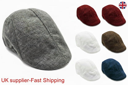 UK Mens Boys Hat Country Peaky Golf Driving Cabbie Hat Caps Retro Flat Cap Beret