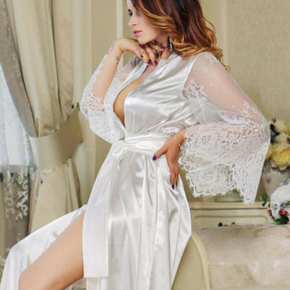 Women’s Lace Robe Nightgown Sleepwear Bathrobe