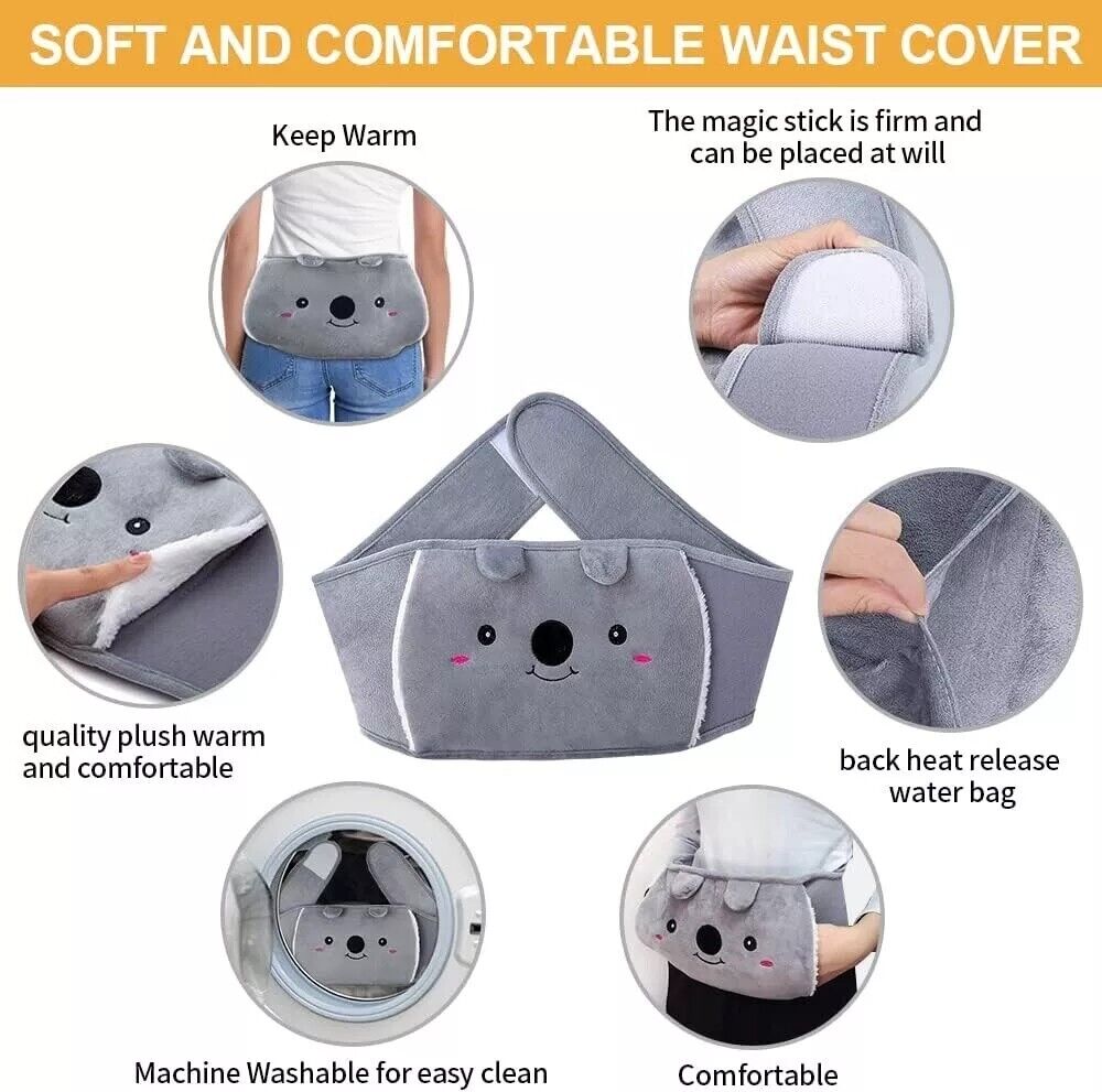 1000ML Hot Water Bottle Warmer Plush Faux Fur Waist Cover Belt Warmer Bottles UK