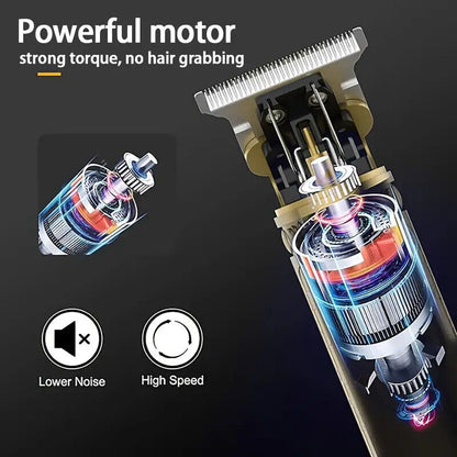 Professional Cordless Hair Trimmer for Men – T-Blade Beard & Hair Clipper with LED Display