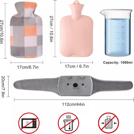 1000ML Hot Water Bottle Warmer Plush Faux Fur Waist Cover Belt Warmer Bottles UK