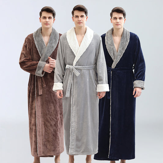 Men's & Women’s Winter Long Bathrobe Coral Fleece Full Length Pajamas