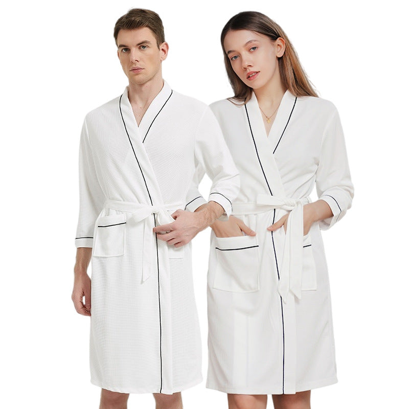 Four-season Waffle-knit Bathrobes For Couples