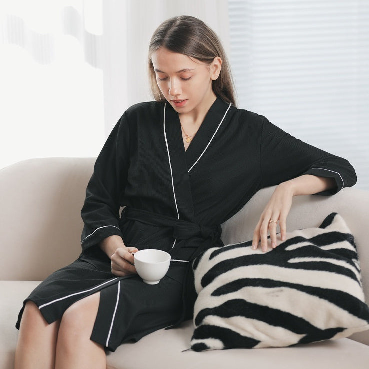 Four-season Waffle-knit Bathrobes For Couples