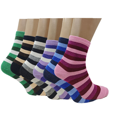 Pack Of 6 12 24 Pairs  Womens Colourful Striped Socks