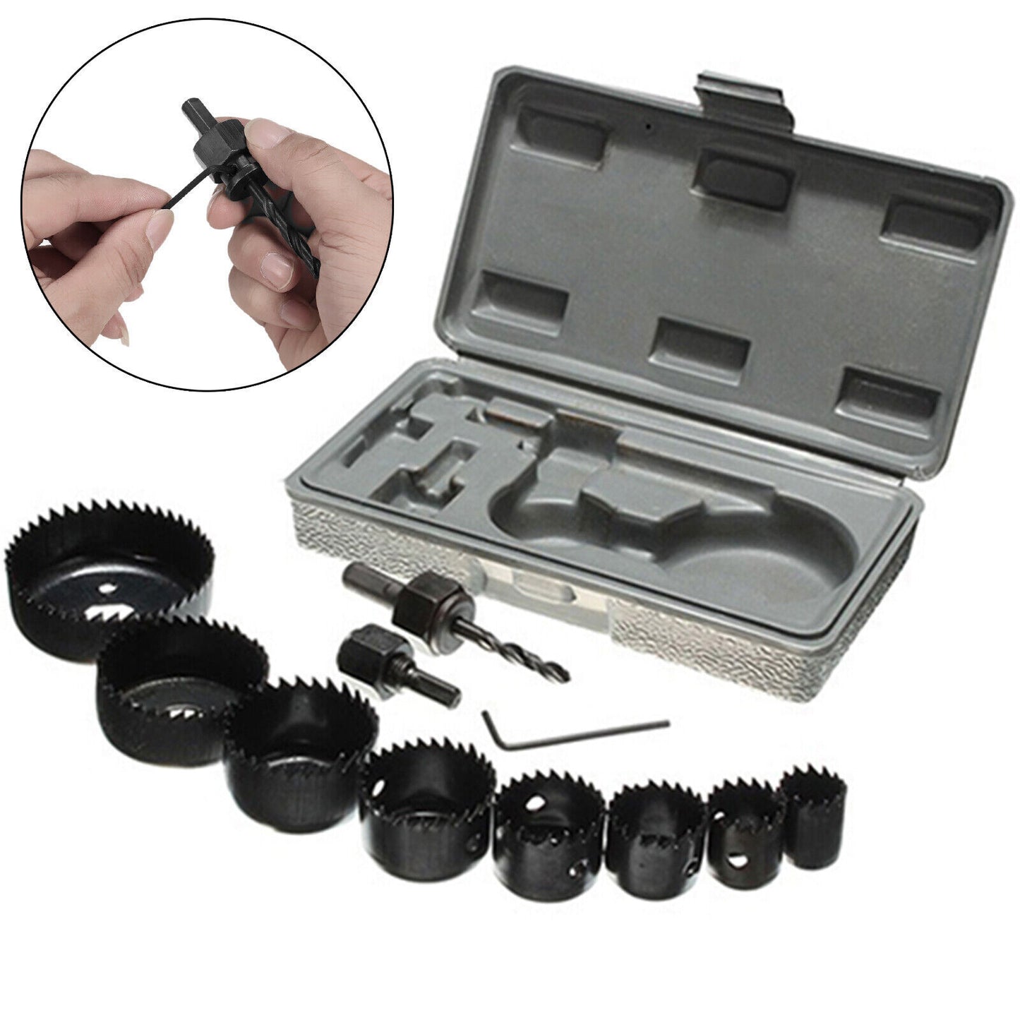 11PCS CUTTER SET Round Circular Drill Cutting Case Kit Metal Alloy Wood
