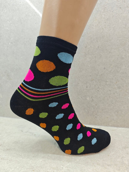 6  12  24 Pairs Womens Socks Mixed Striped  Polka Dot Designs