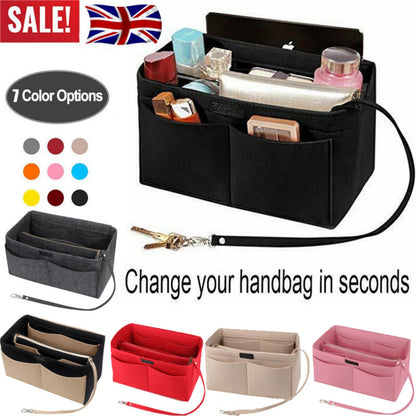 Women Ace Organizer Handbag Felt Travel Bag Insert Liner Makeup Organiser Pouch