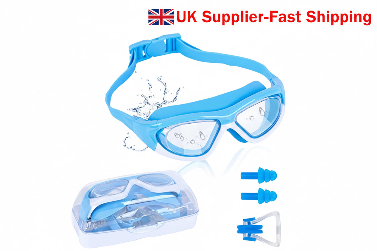 UK Kids Anti-Fog Swimming Goggles with Ear plug and Nose clip-Pool Swim Glasses For Children Boys Girls Swim Uk