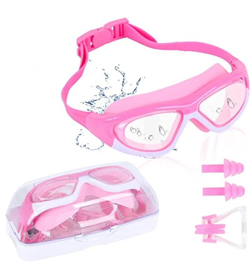 UK Kids Anti-Fog Swimming Goggles with Ear plug and Nose clip-Pool Swim Glasses For Children Boys Girls Swim Uk