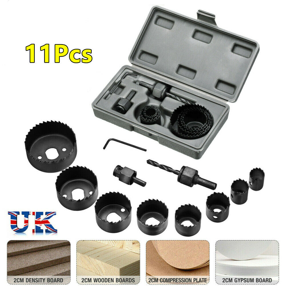 11PCS CUTTER SET Round Circular Drill Cutting Case Kit Metal Alloy Wood