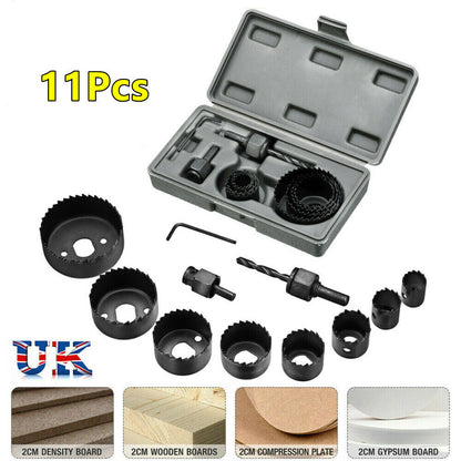 11PCS CUTTER SET Round Circular Drill Cutting Case Kit Metal Alloy Wood