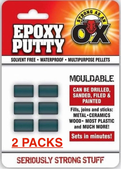 2 Packs of 6x5g Epoxy Putty – Waterproof, Mouldable, Multi-Purpose Repair