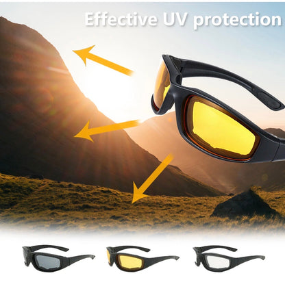 3 Pair of Motorcycle Sports Padded Biker Riding Glasses Wind Resistant Sunglasses