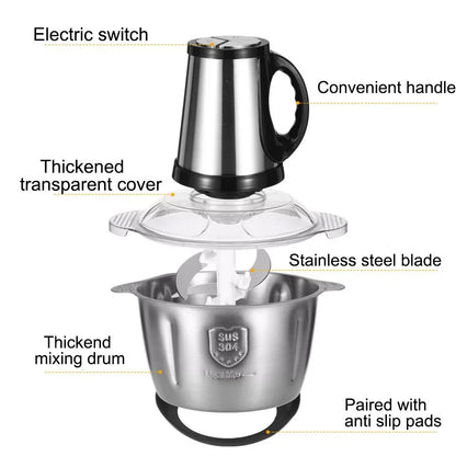 5L Electric Meat Grinder Mincer Mixer Blender Food Chopper Processor Blender