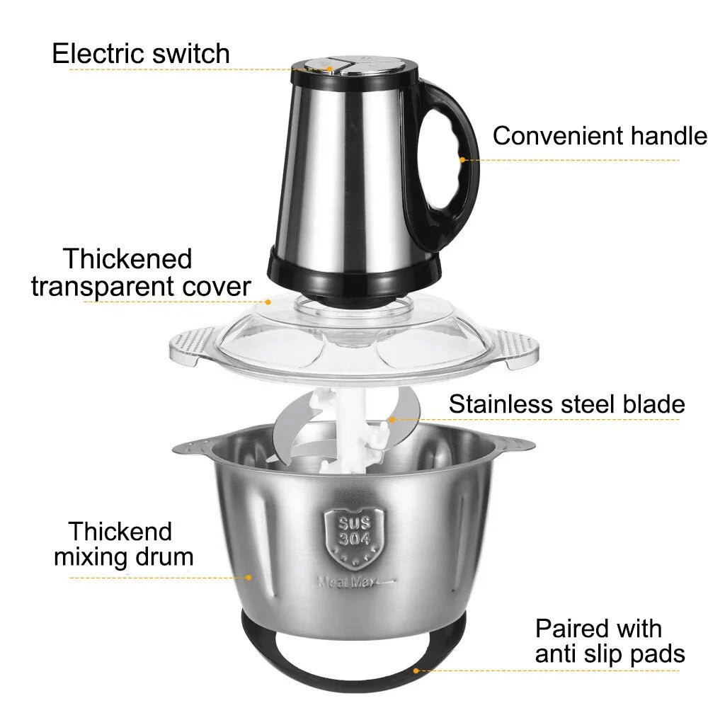 3L Electric Meat Grinder Mincer Mixer Blender Food Chopper Processor Blender