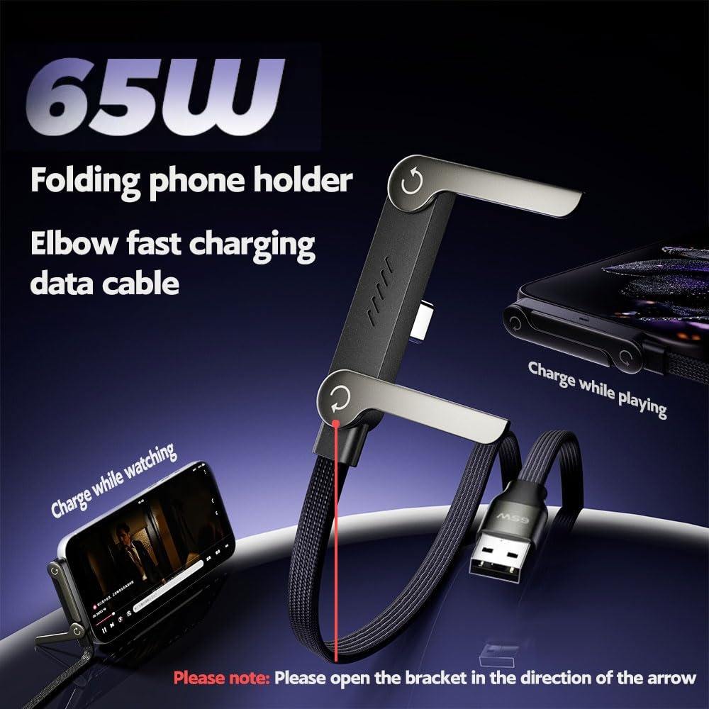 2-in-1 Invisible Holder Charger Cable–65W Fast Charging Cord with Phone Stand
