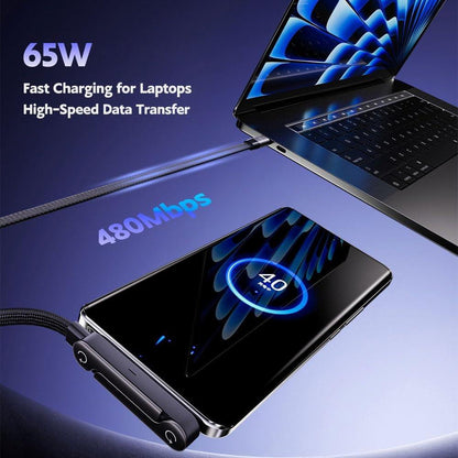 2-in-1 Invisible Holder Charger Cable–65W Fast Charging Cord with Phone Stand