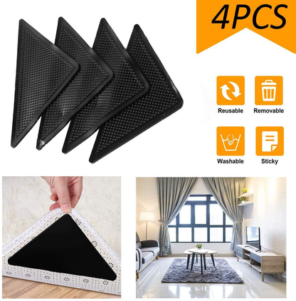Rug Grippers Non Slip Carpet Mat Anti Curl Corner Grips Washable Reusable UK