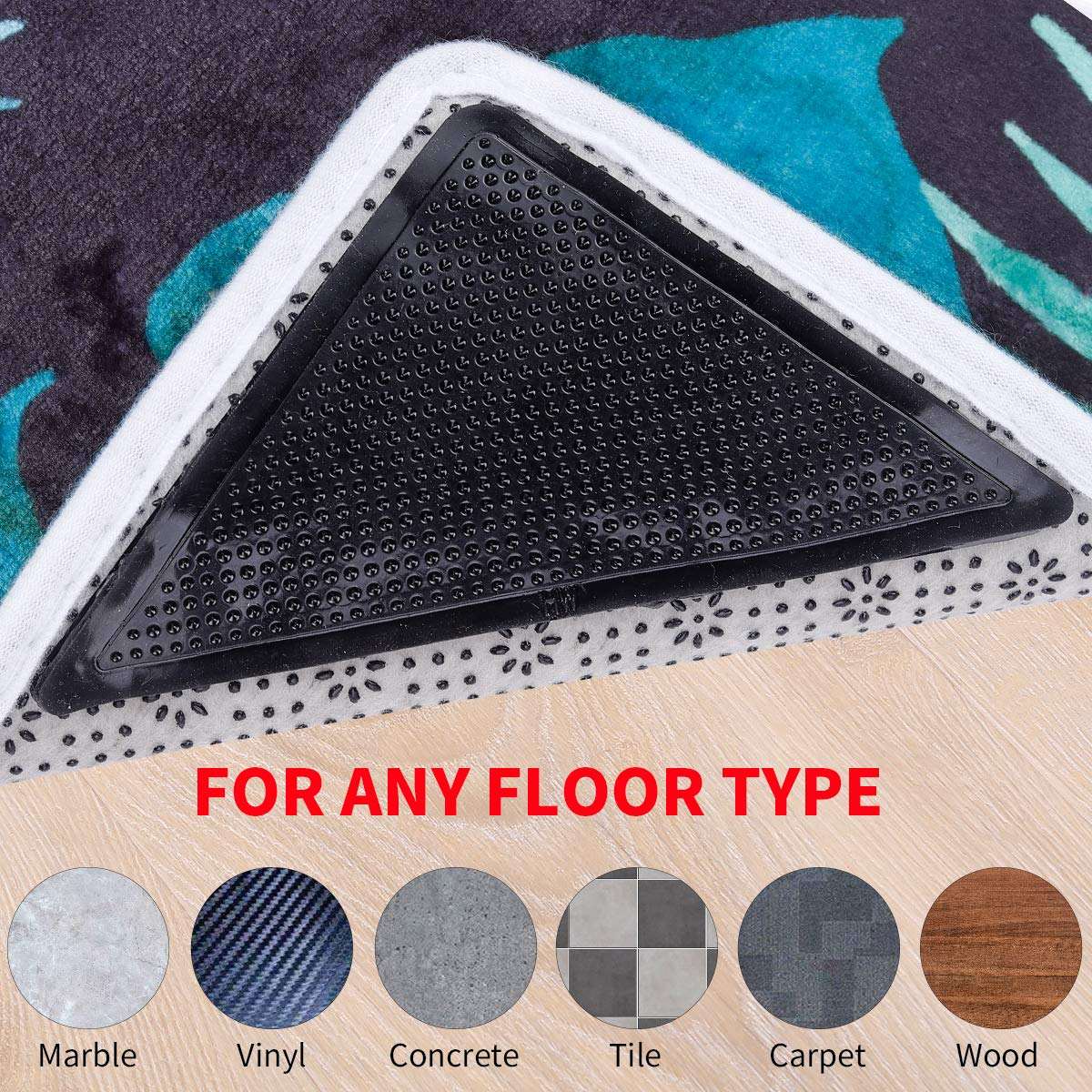 Rug Grippers Non Slip Carpet Mat Anti Curl Corner Grips Washable Reusable UK