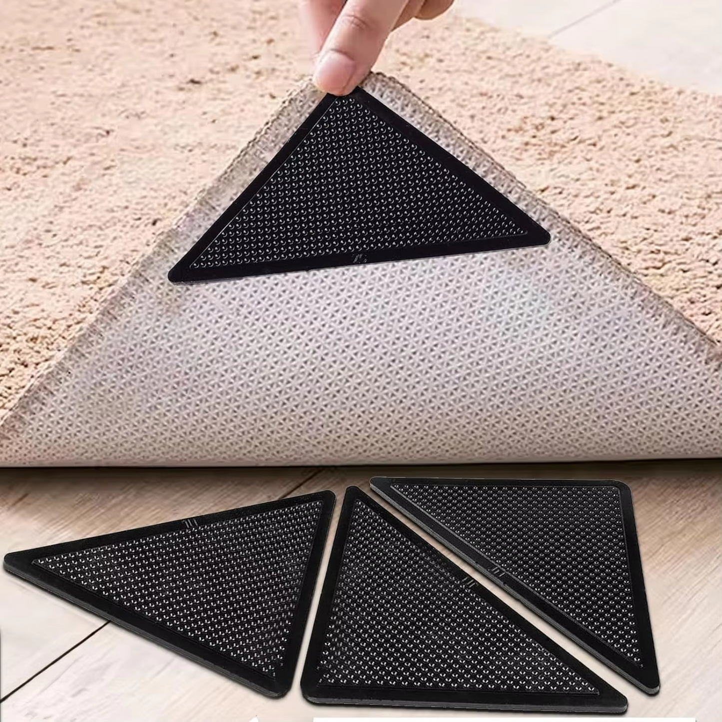 Rug Grippers Non Slip Carpet Mat Anti Curl Corner Grips Washable Reusable UK
