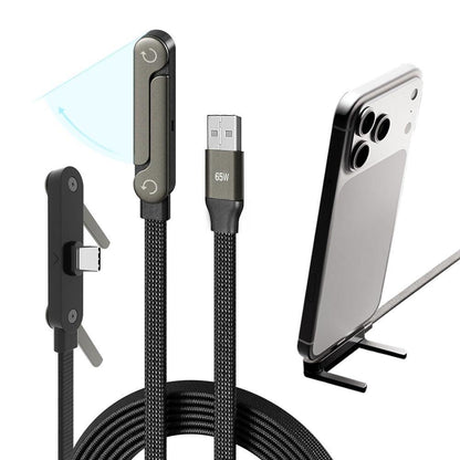 2-in-1 Invisible Holder Charger Cable–65W Fast Charging Cord with Phone Stand