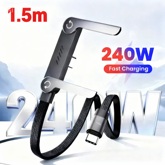 2-in-1 Invisible Holder Charger Cable–240W Fast Charging Cord with Phone Stand