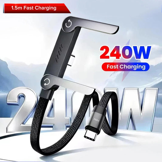 2 in 1 Invisible Holder Charger Cable 240W Fast Charging & Phone Stand