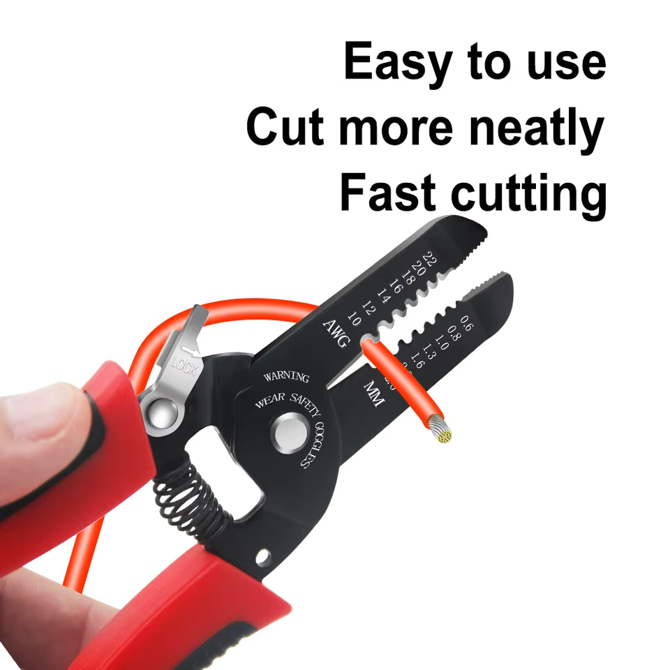 Wire Cable Cutter and Stripper Pliers Tool 10-22AWG (0.6-2.6mm)