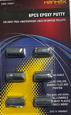 6Pcs of 5g Epoxy Putty(ManMax) – Waterproof, Mouldable, Multi-Purpose Repair