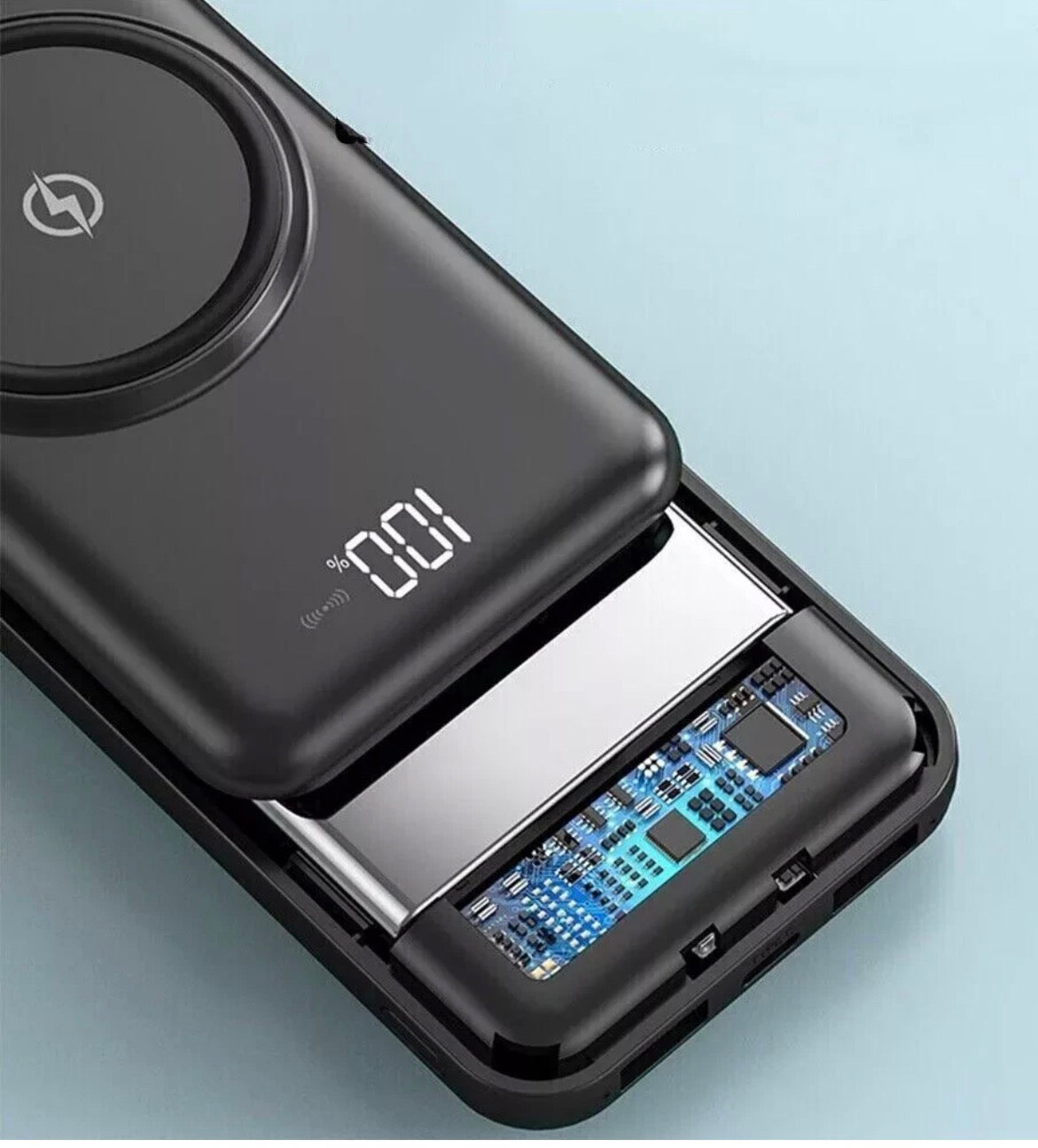 Wireless Power Bank with Built-In Cables & Wireless Charging – Fast Charging Portable Battery Pack