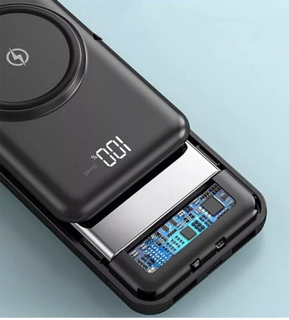 Wireless Power Bank with Built-In Cables & Wireless Charging – Fast Charging Portable Battery Pack