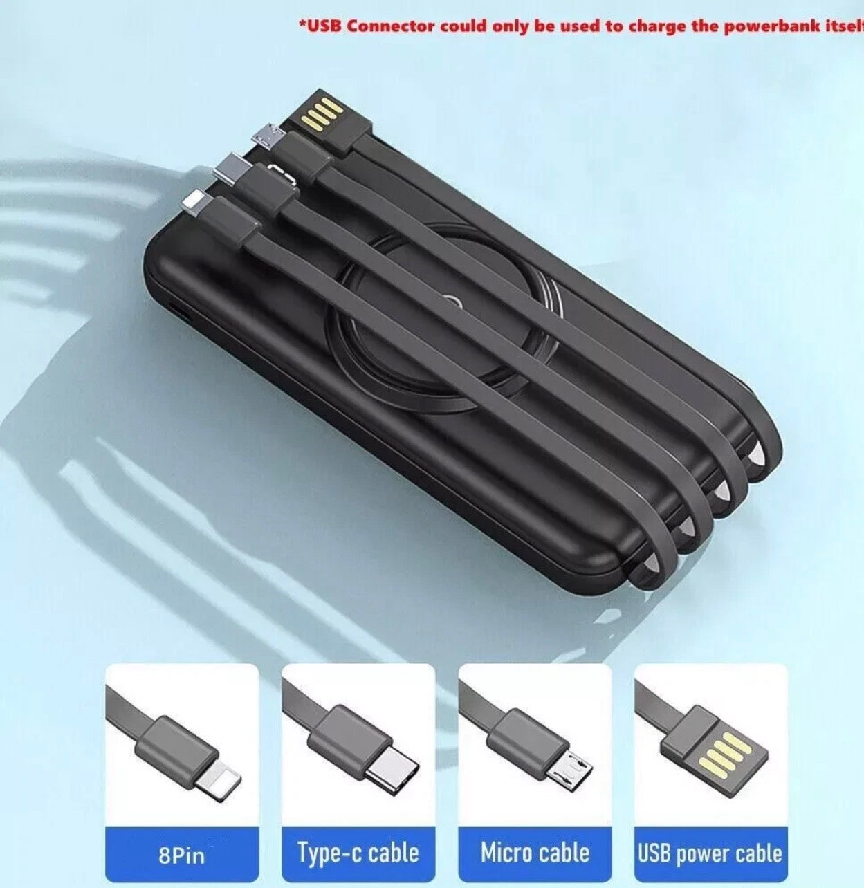 Wireless Power Bank with Built-In Cables & Wireless Charging – Fast Charging Portable Battery Pack