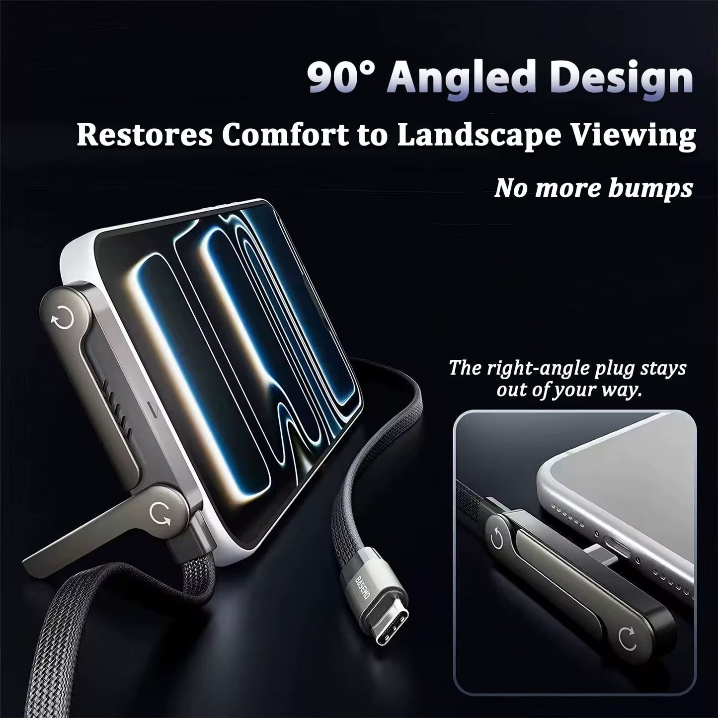 2-in-1 Invisible Holder Charger Cable–240W Fast Charging Cord with Phone Stand