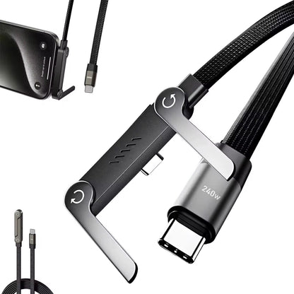 2-in-1 Invisible Holder Charger Cable–240W Fast Charging Cord with Phone Stand