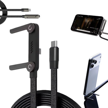 2-in-1 Invisible Holder Charger Cable–240W Fast Charging Cord with Phone Stand