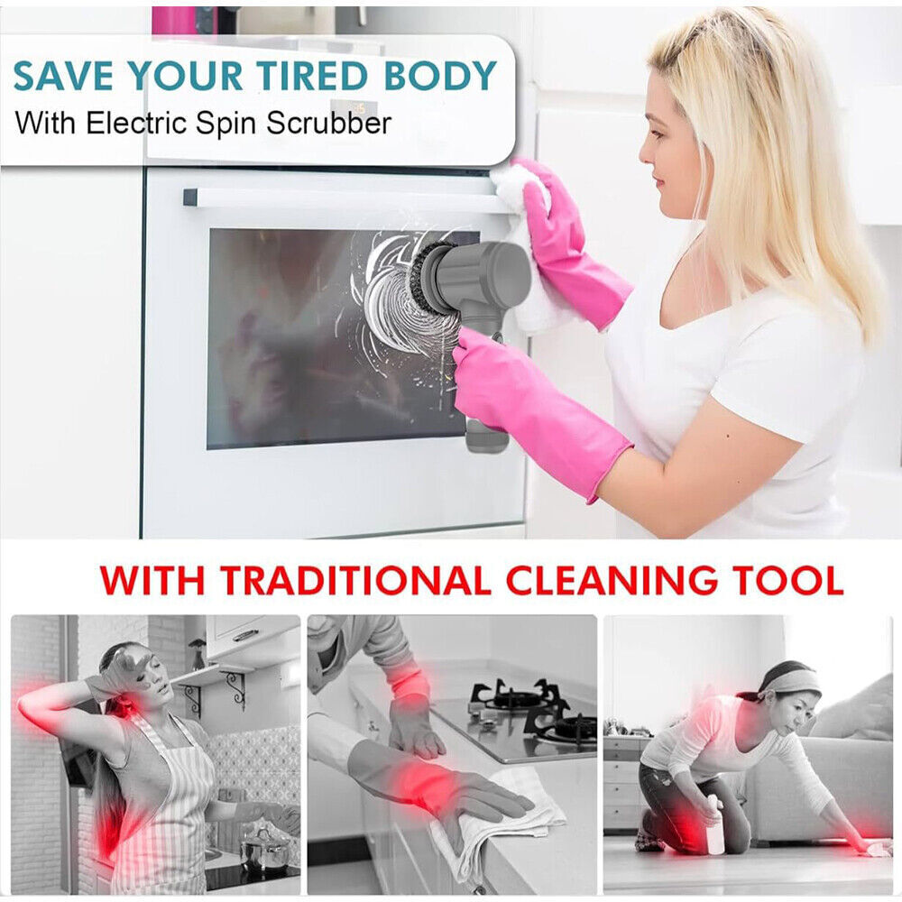 Rechargeable Electric Cordless Cleaning Brush Spin Scrubber Turbo Scrub UK NEW