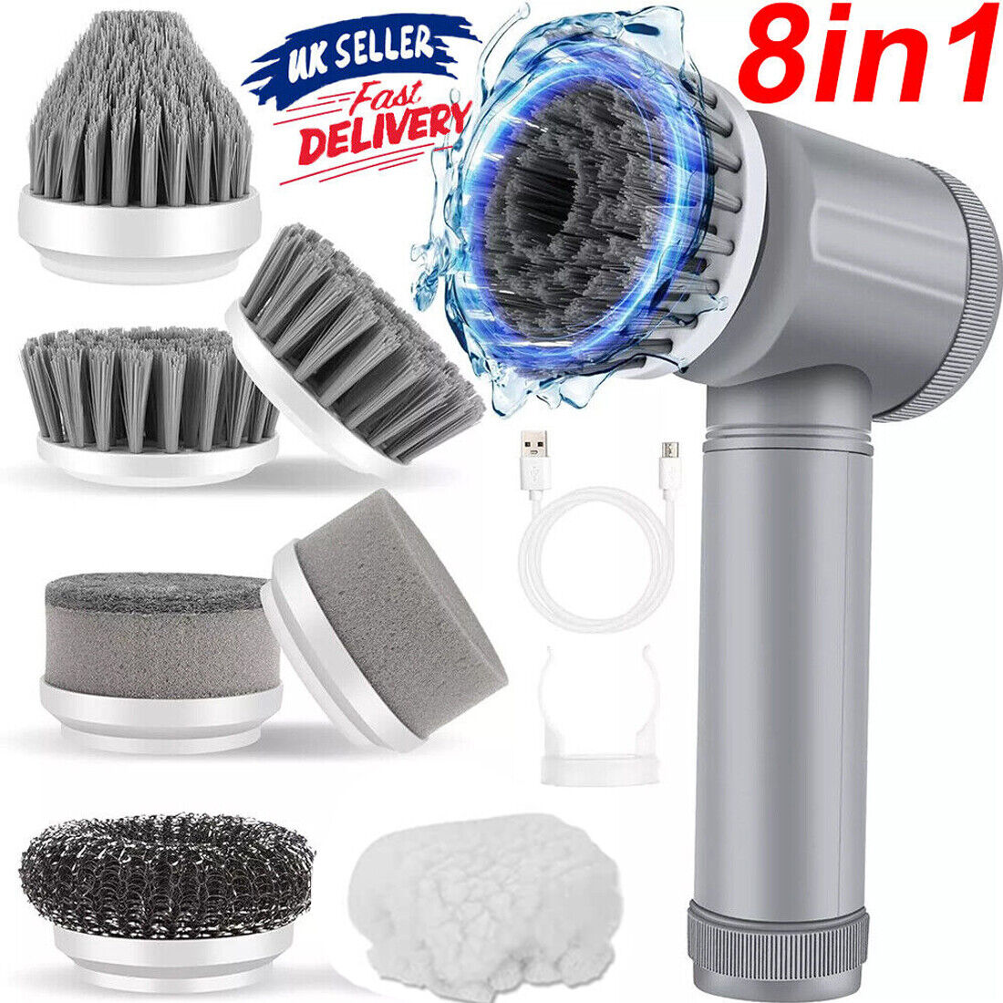 Rechargeable Electric Cordless Cleaning Brush Spin Scrubber Turbo Scrub UK NEW
