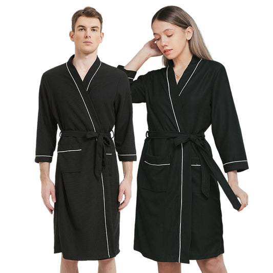 Four-season Waffle-knit Bathrobes For Couples