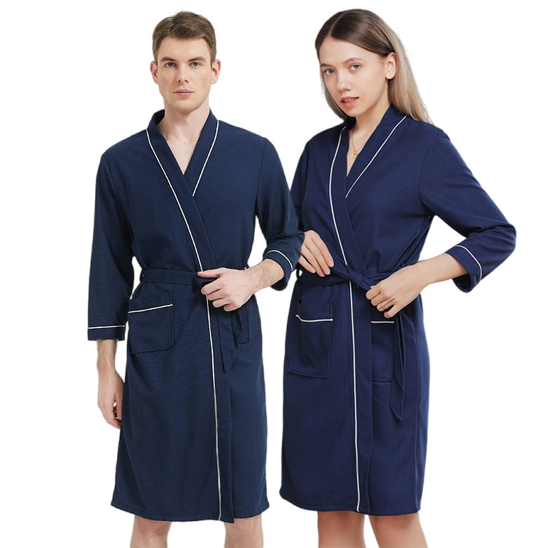 Four-season Waffle-knit Bathrobes For Couples