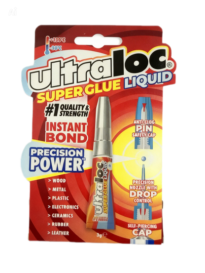 Ultraloc Super Glue Liquid 3g Precision Nozzle Anti-Clog Pin Instant Bond Adhesive