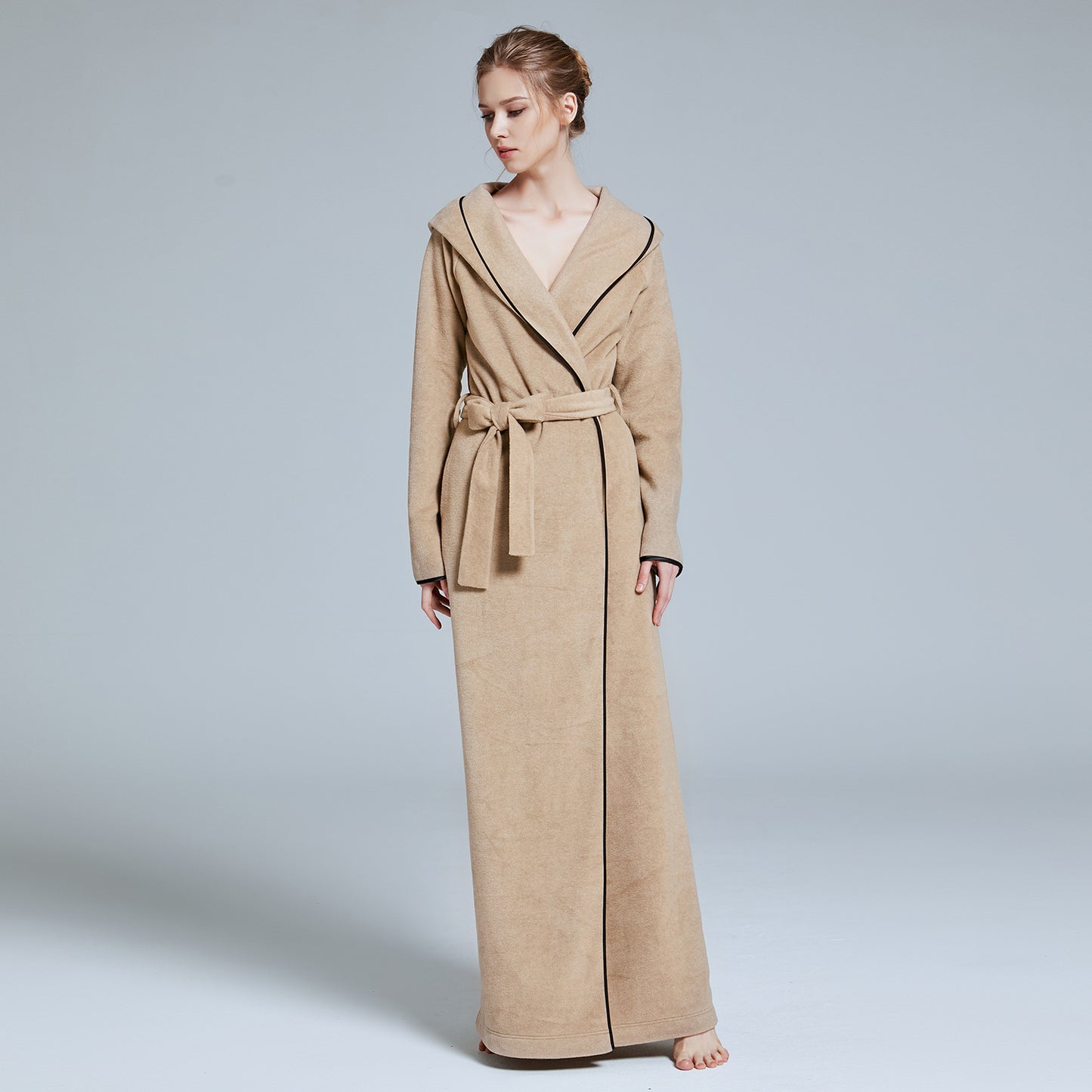 Men's And Women's Rabbit Hair Long Hooded Bathrobes Can Be Worn As Home Clothes