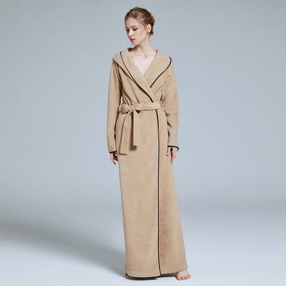 Men's And Women's Rabbit Hair Long Hooded Bathrobes Can Be Worn As Home Clothes