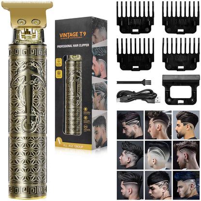 Professional Cordless Hair Trimmer for Men – T-Blade Beard & Hair Clipper with LED Display