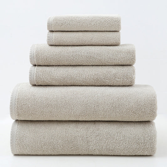 Solid Color Simple Towels 6-piece Set