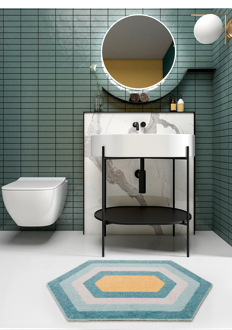 Geometric Pattern Absorbent Floor Mat – Non-Slip, Quick-Drying Entry & Bathroom Rug