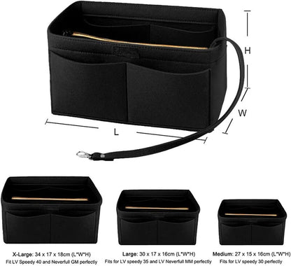 Women Ace Organizer Handbag Felt Travel Bag Insert Liner Makeup Organiser Pouch